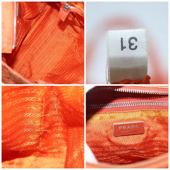 PRADA Tote Bag Nylon Orange Silver Auth - Picture 14 of 15